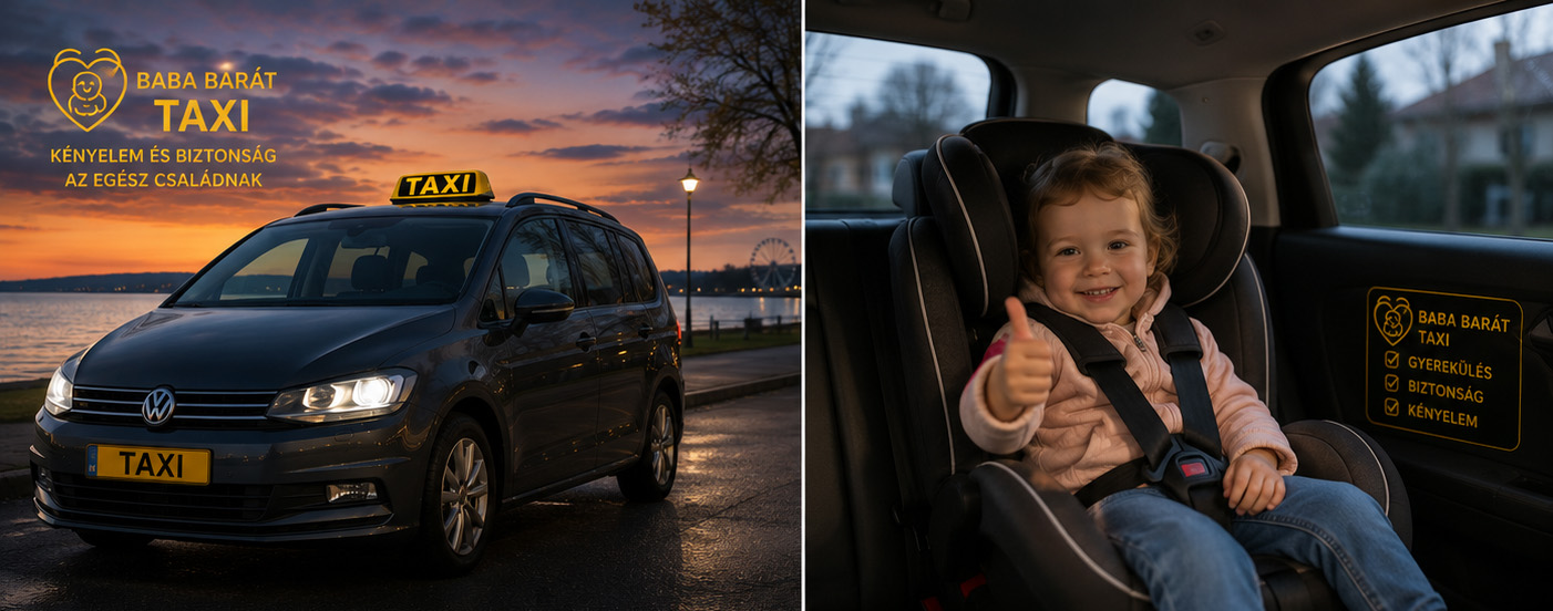 Bababarát taxi Siófokon – gyermekülés az utastérben