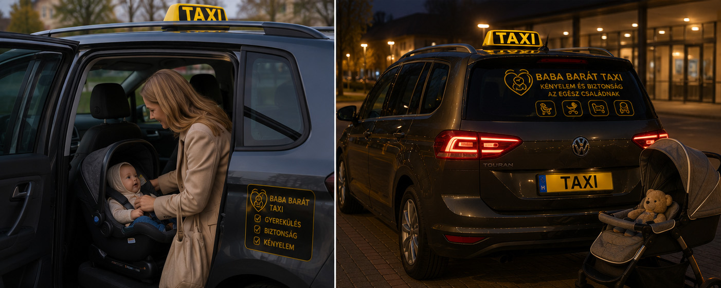 Család beszáll a siófoki bababarát taxiba